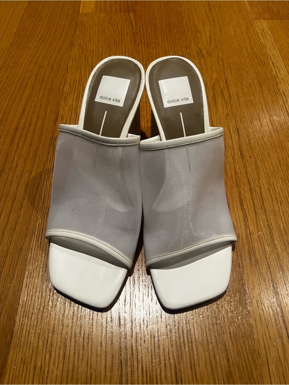Dolce Vita White Mesh Open-Toe Mules